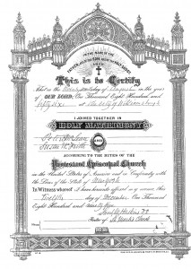 Marriage Certificate provided in 1895 by Susan as proof of marriage.