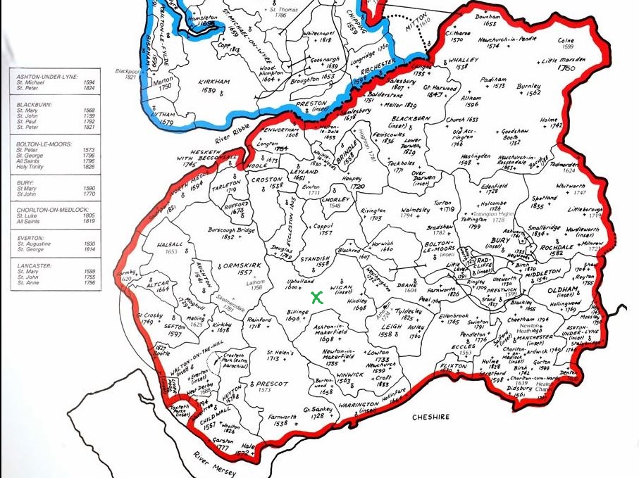 Old Lancashire Boundary Map